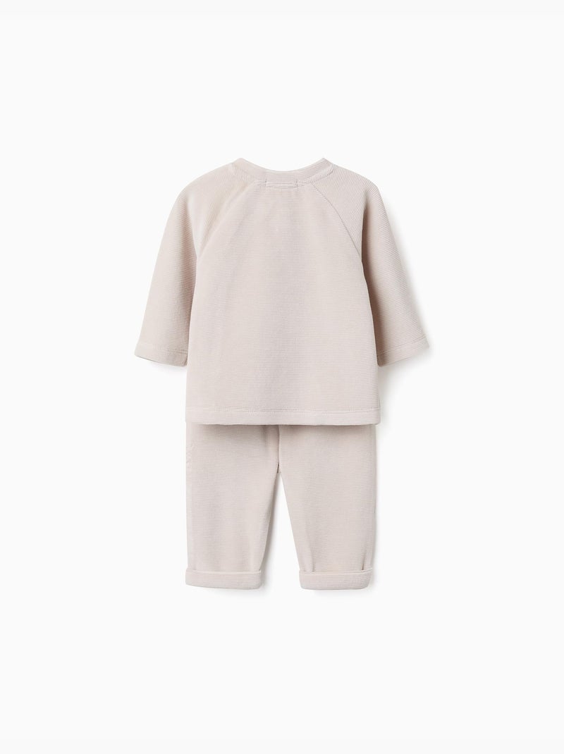Ensemble 2 pièces côtelé en velours Gris clair - Kiabi