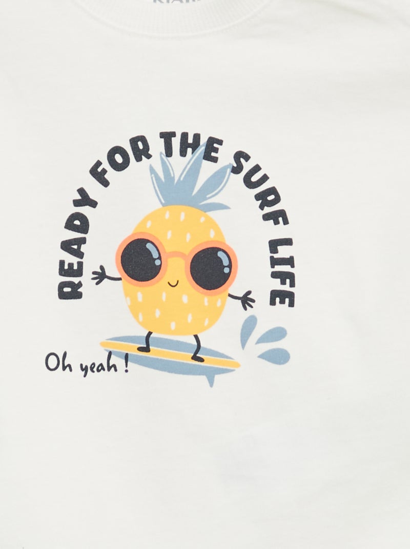 Ensemble 2 pièces en coton  T-shirt + short Blanc - Kiabi