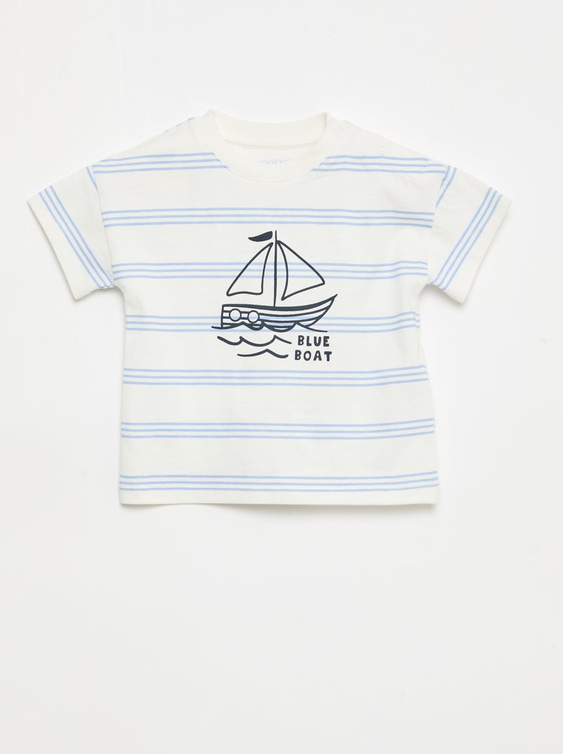 Ensemble 2 pièces en coton  T-shirt + short Blanc - Kiabi