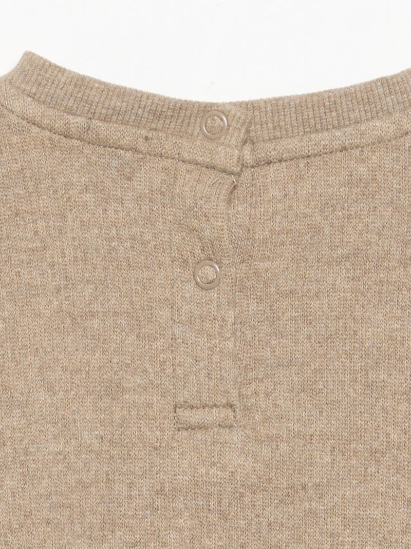 Ensemble 2 pièces en maille côtelée - Sweat + pantalon Beige - Kiabi