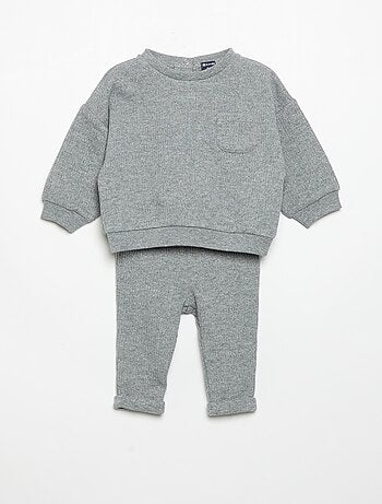 Ensemble 2 pièces en maille côtelée - Sweat + pantalon
