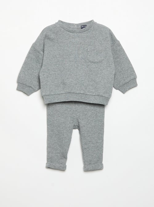 Ensemble 2 pièces en maille côtelée - Sweat + pantalon - Kiabi Ensemble 2 pièces en maille côtelée - Sweat + pantalon - Kiabi