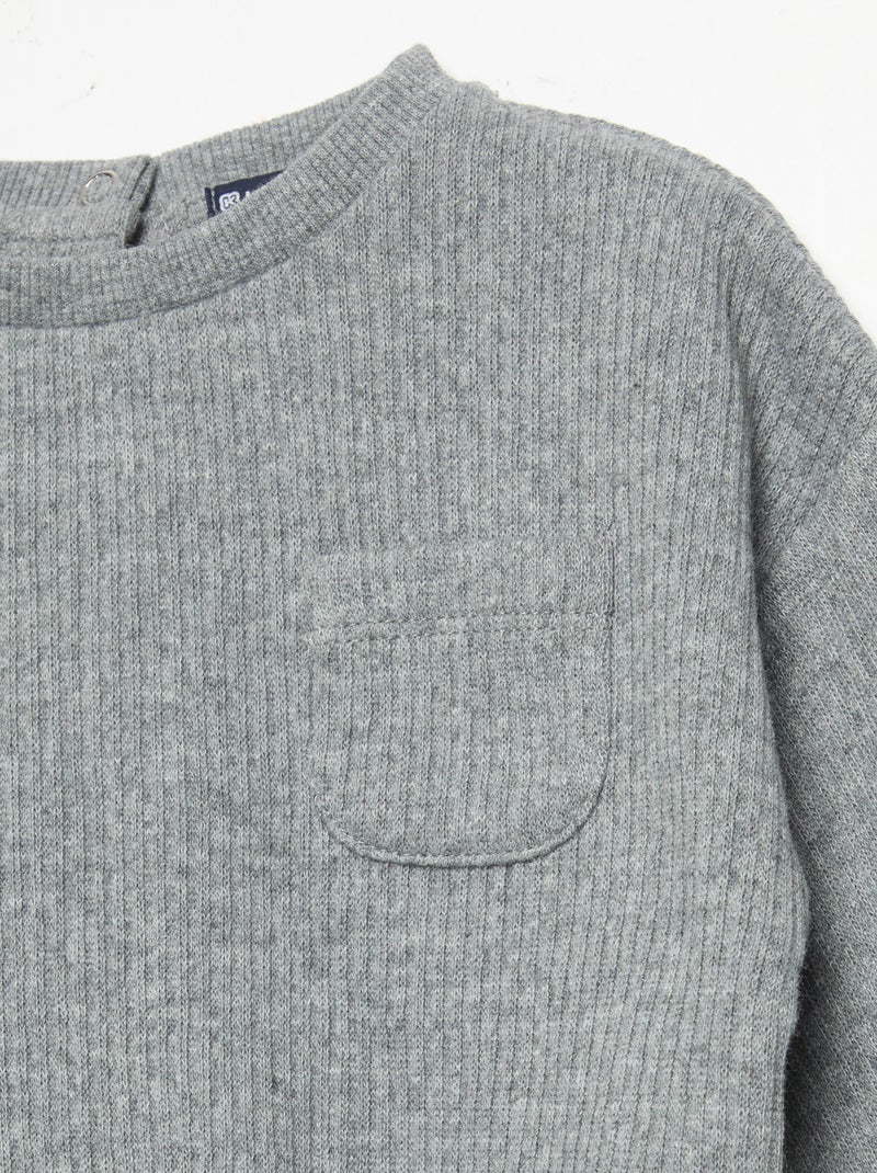 Ensemble 2 pièces en maille côtelée - Sweat + pantalon Gris - Kiabi