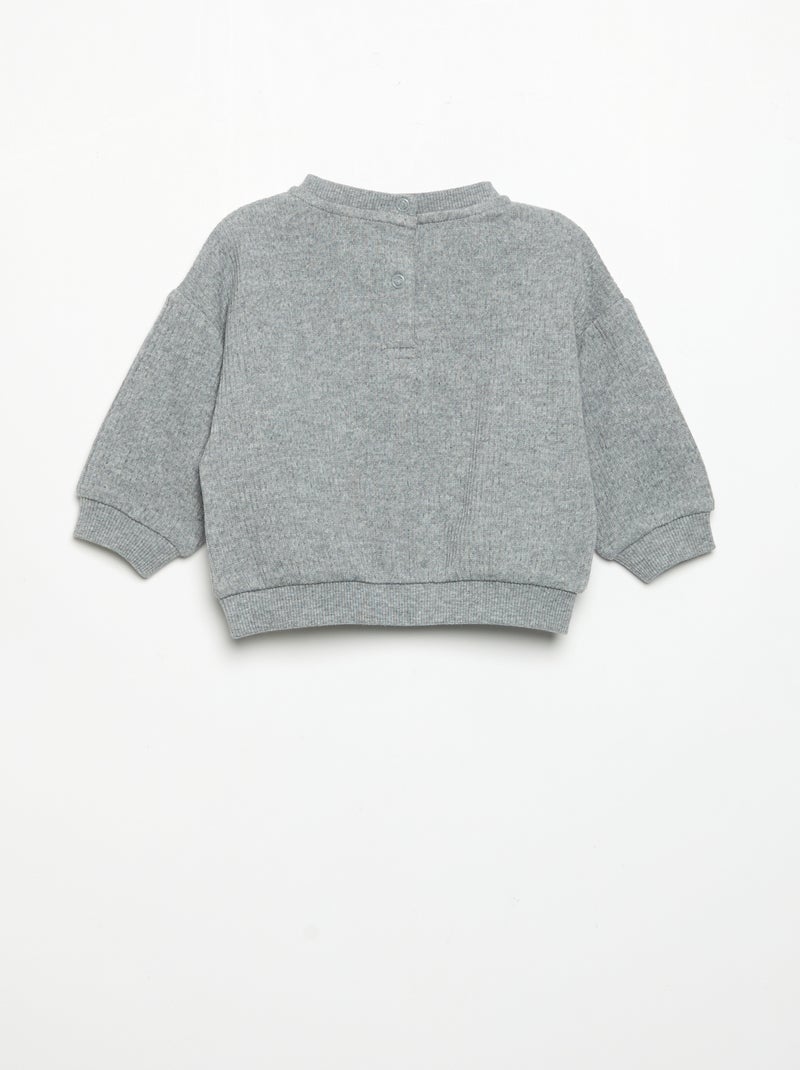 Ensemble 2 pièces en maille côtelée - Sweat + pantalon Gris - Kiabi