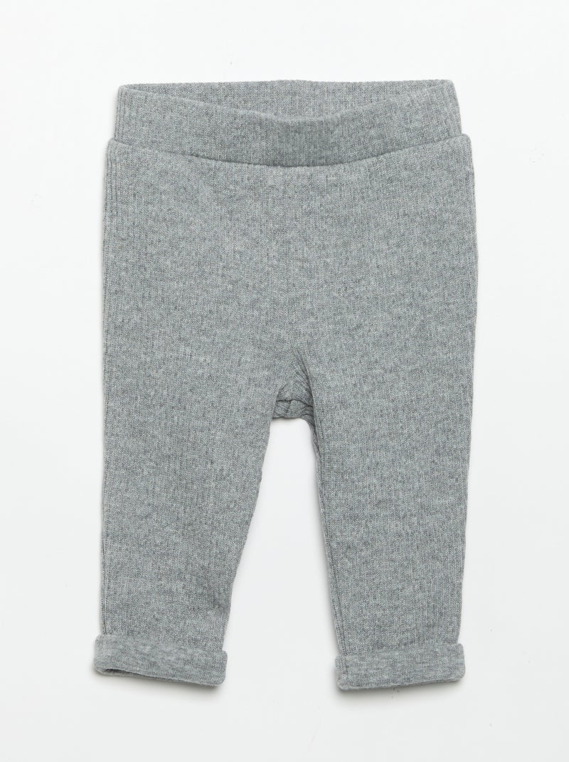 Ensemble 2 pièces en maille côtelée - Sweat + pantalon Gris - Kiabi
