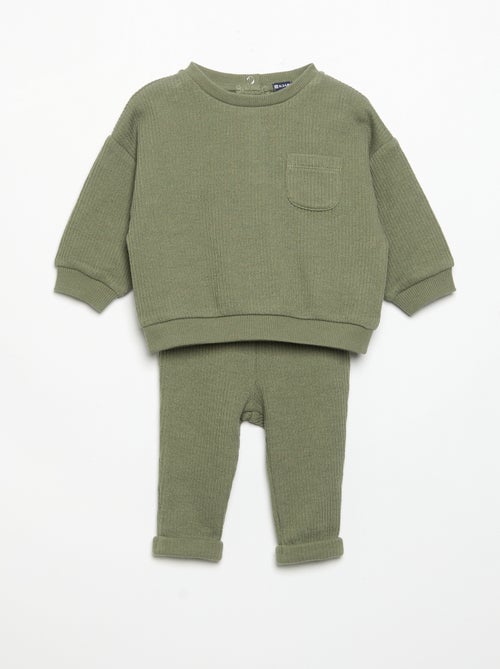 Ensemble 2 pièces en maille côtelée - Sweat + pantalon - Kiabi Ensemble 2 pièces en maille côtelée - Sweat + pantalon - Kiabi