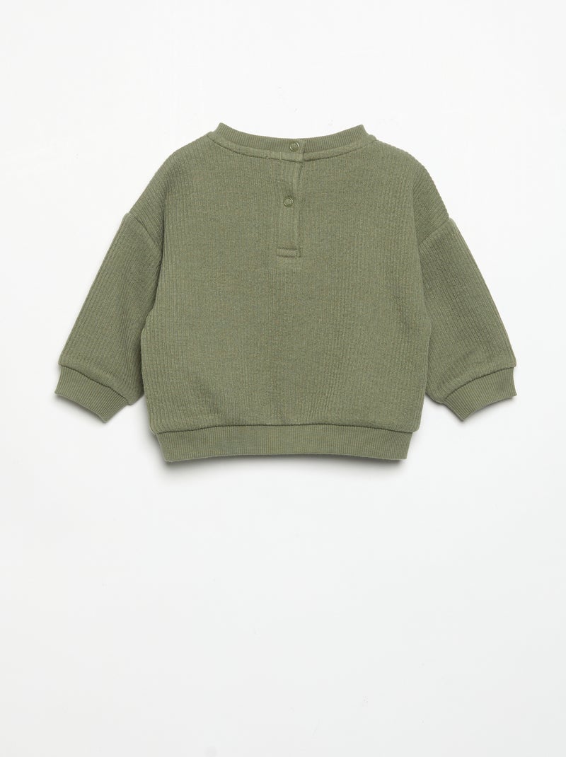 Ensemble 2 pièces en maille côtelée - Sweat + pantalon Vert - Kiabi
