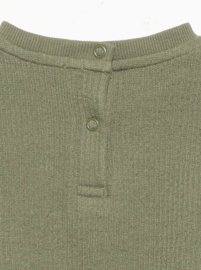 Ensemble 2 pièces en maille côtelée - Sweat + pantalon Vert - Kiabi
