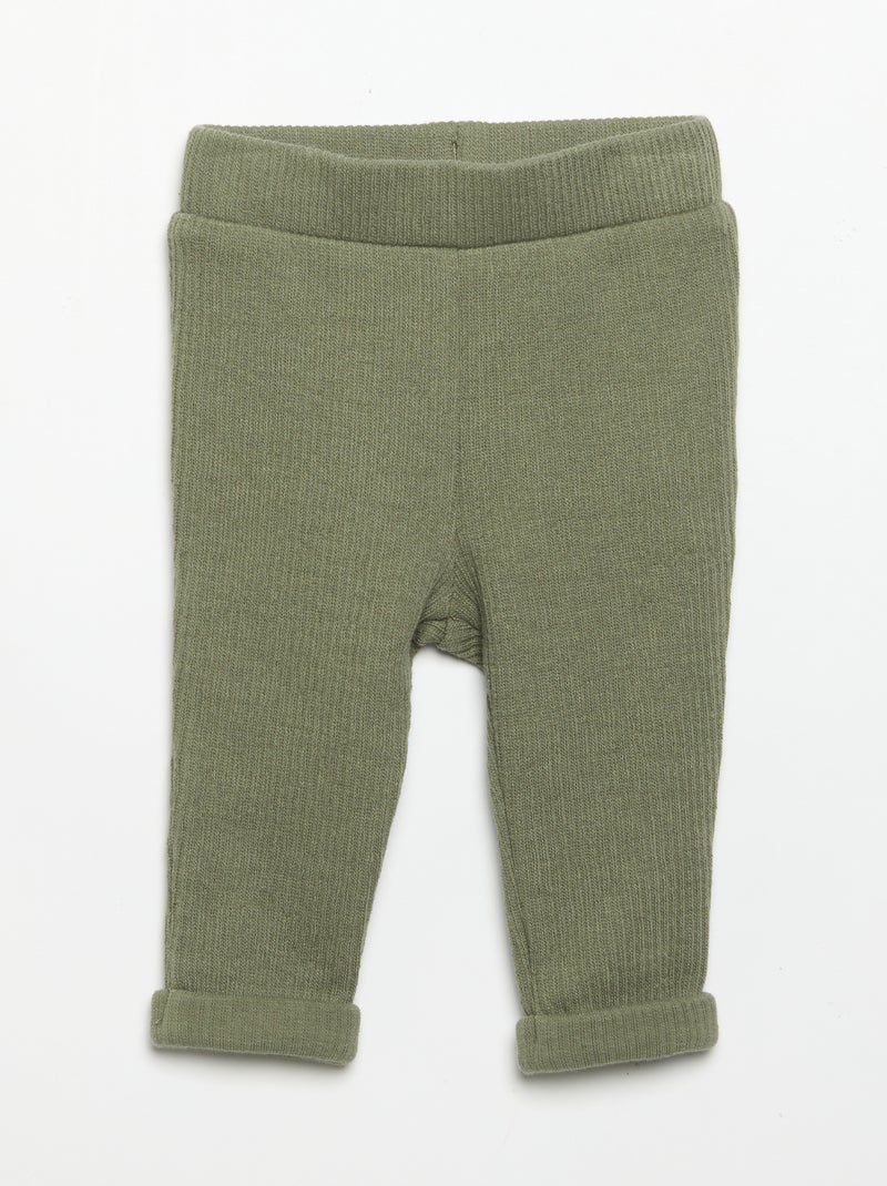 Ensemble 2 pièces en maille côtelée - Sweat + pantalon Vert - Kiabi