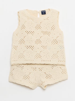 Ensemble 2 pièces en maille crochet - top + short