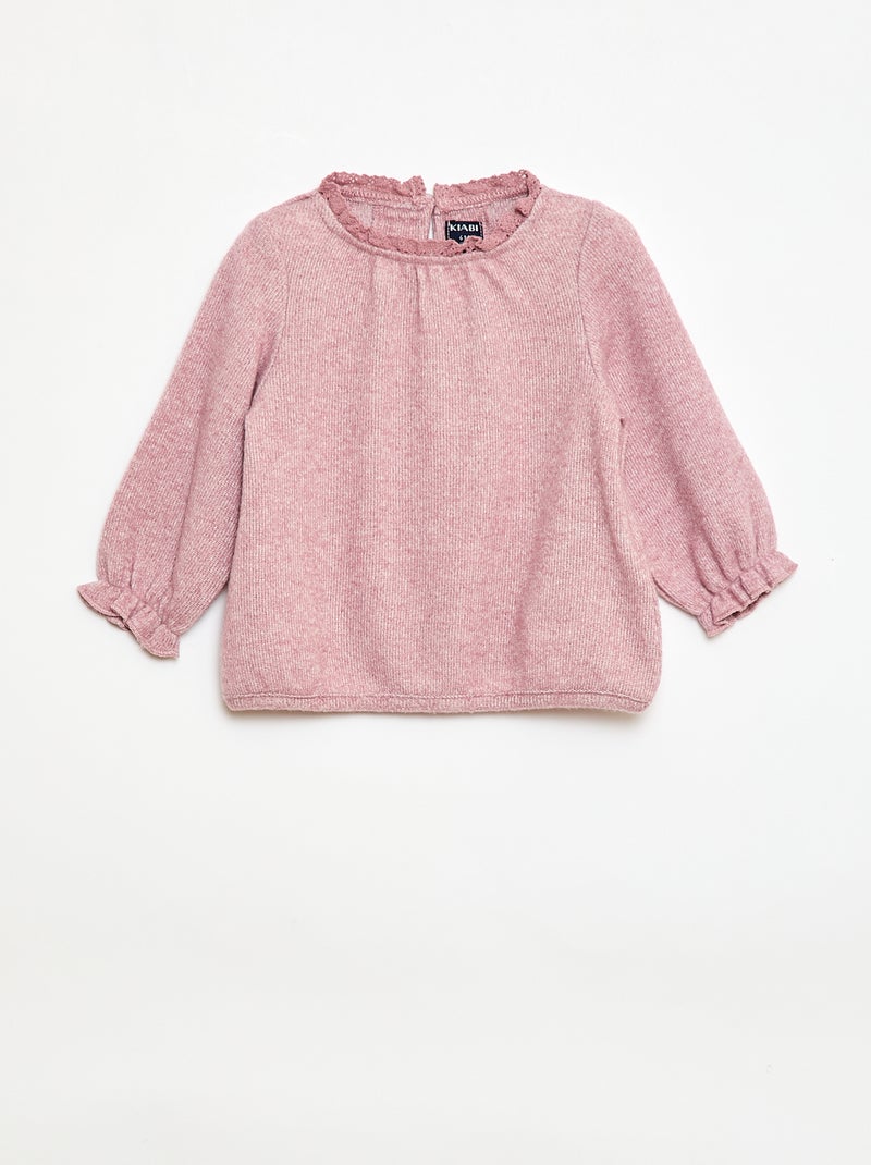 Ensemble 2 pièces en maille doudou Rose - Kiabi