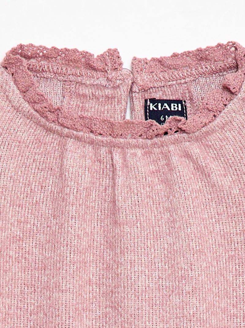 Ensemble 2 pièces en maille doudou Rose - Kiabi