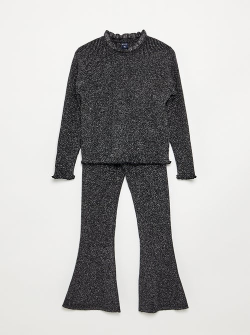 Ensemble 2 pièces en maille scintillante - Pull + legging - Kiabi