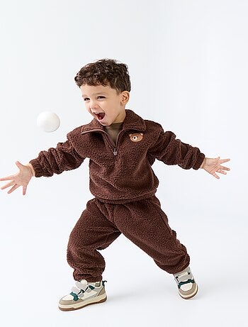 Ensemble 2 pièces en matière moutonnée - Sweat + pantalon