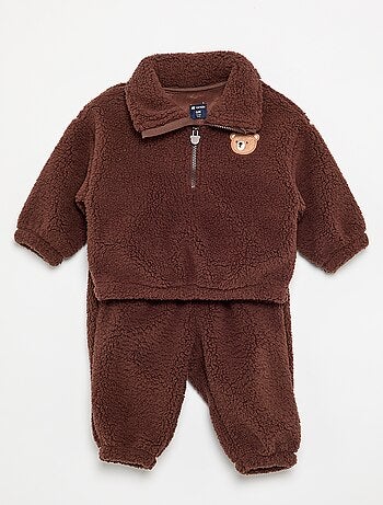 Ensemble 2 pièces en matière moutonnée - Sweat + pantalon