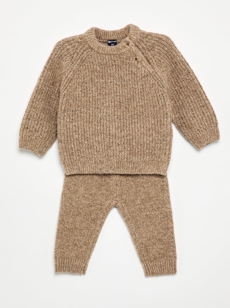 Ensemble 2 pièces en tricot - pull + legging Beige - Kiabi