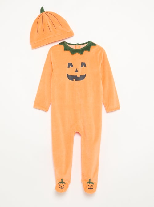 Ensemble 2 pièces en velours 'Halloween'  - pyjama dors bien + bonnet - Kiabi