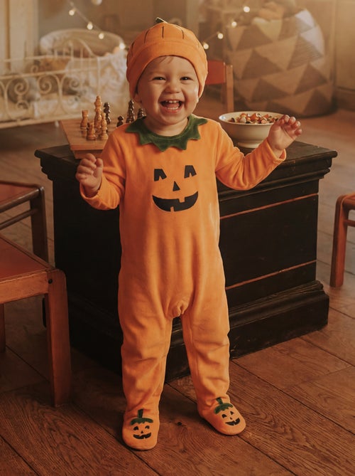 Ensemble 2 pièces en velours 'Halloween'  - pyjama dors bien + bonnet - Kiabi