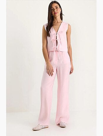 Ensemble 2 pièces en modal avec gilet noué et pantalon ample taille haute lucci