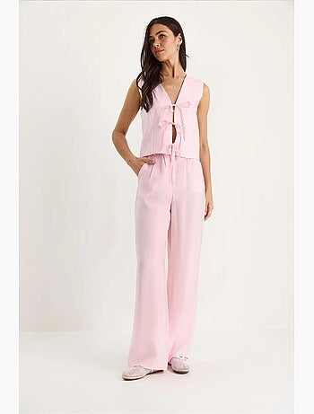 Ensemble 2 pièces en modal avec gilet noué et pantalon ample taille haute lucci