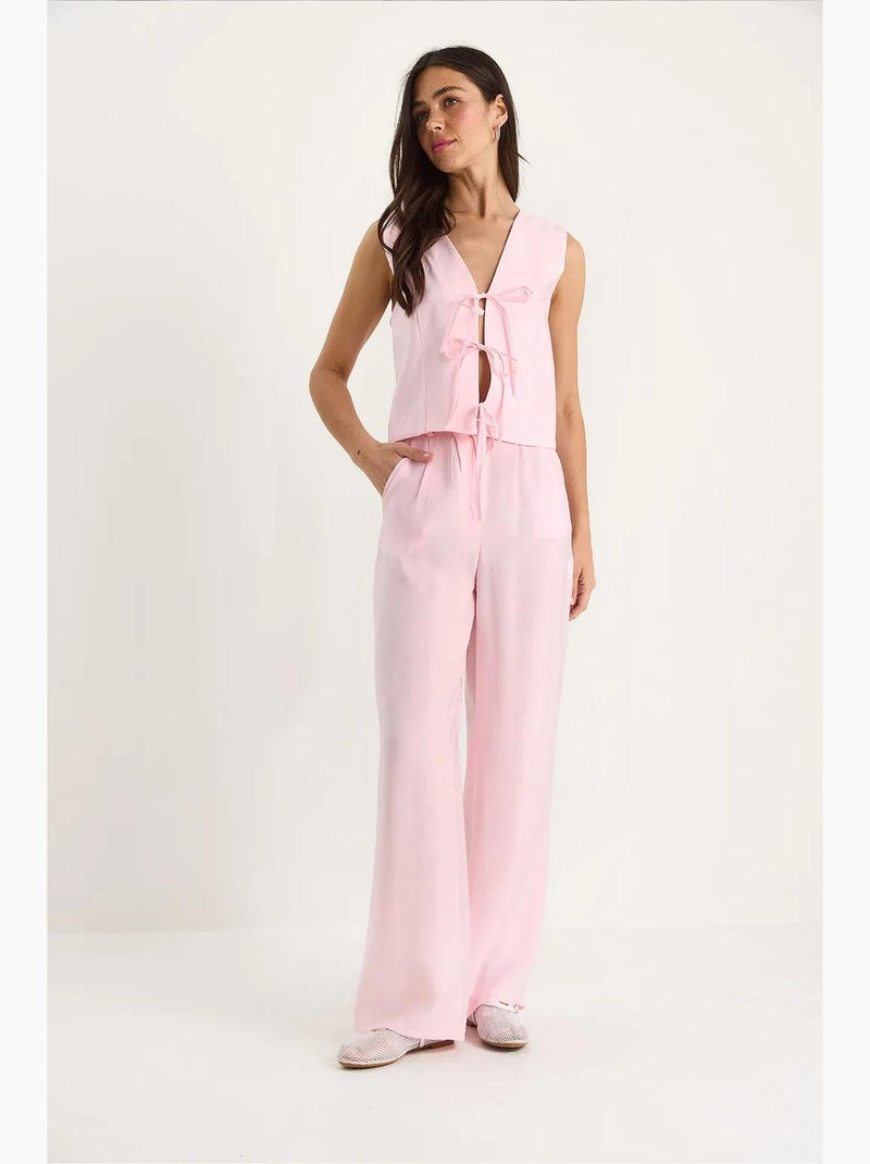 Ensemble 2 pièces gilet et pantalon large en modal lucci Rose pâle - Kiabi