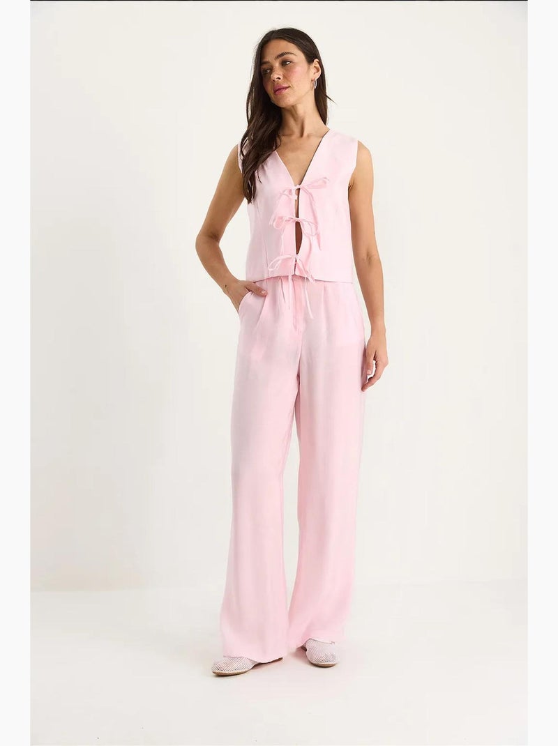 Ensemble 2 pièces gilet et pantalon large en modal lucci Rose pâle - Kiabi