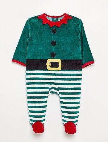 Ensemble 2 pièces 'Noël' en velours - pyjama dors bien + bonnet