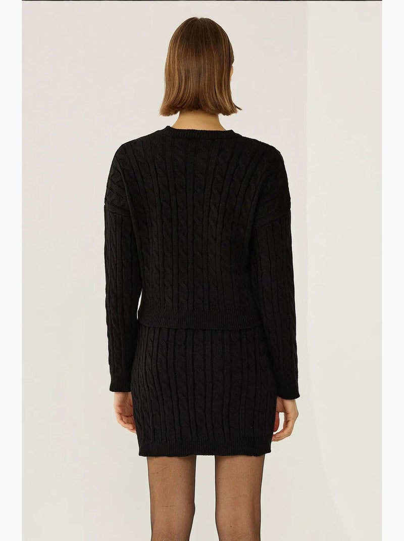 Ensemble 2 pièces pull ras du cou et mini-jupe taille haute hiccup Noir - Kiabi