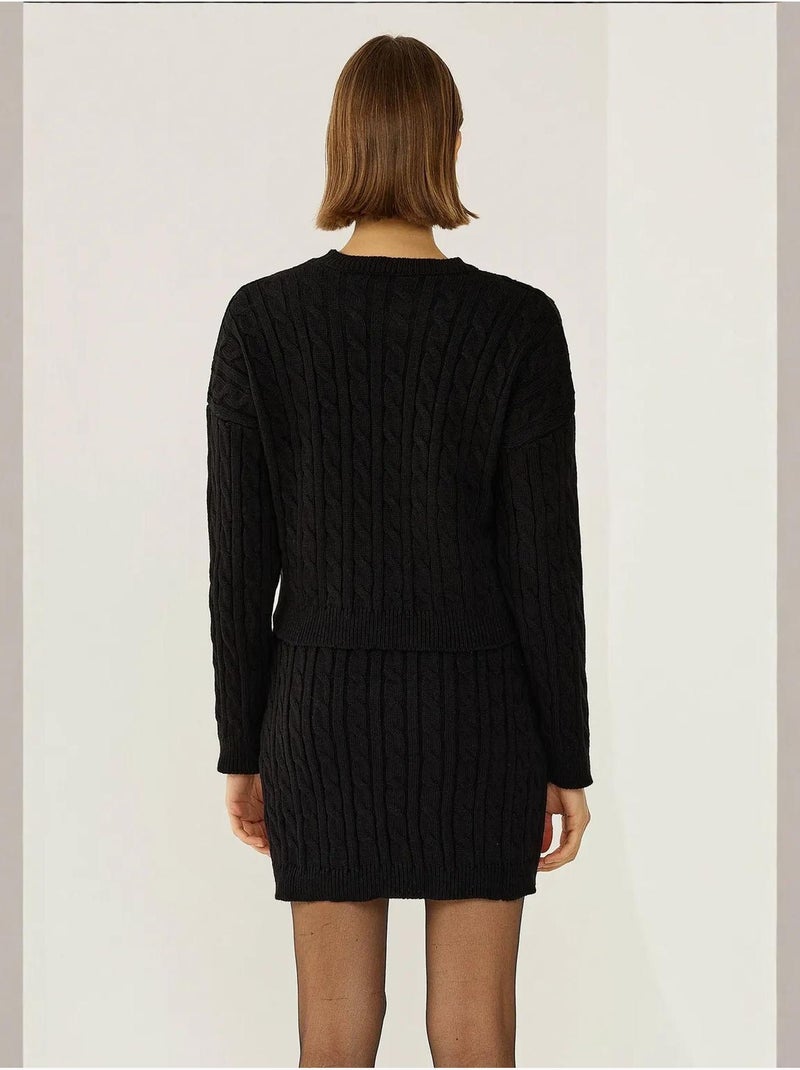 Ensemble 2 pièces pull ras du cou et mini-jupe taille haute Noir - Kiabi