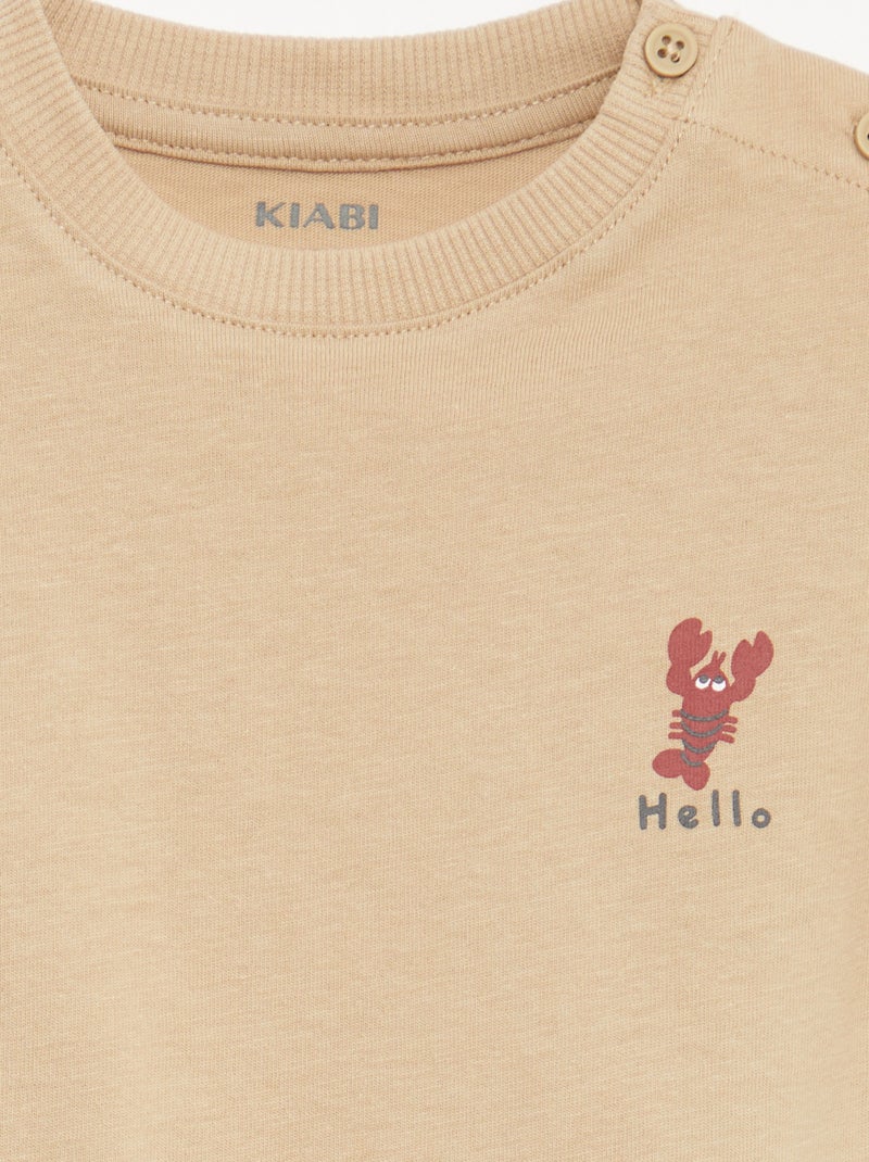 Ensemble 2 pièces short + T-shirt Beige - Kiabi