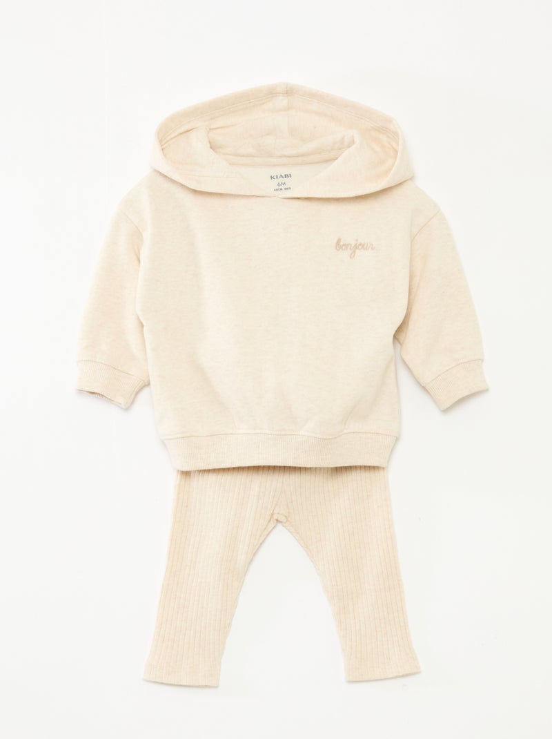 Ensemble 2 pièces sweat + legging Beige - Kiabi