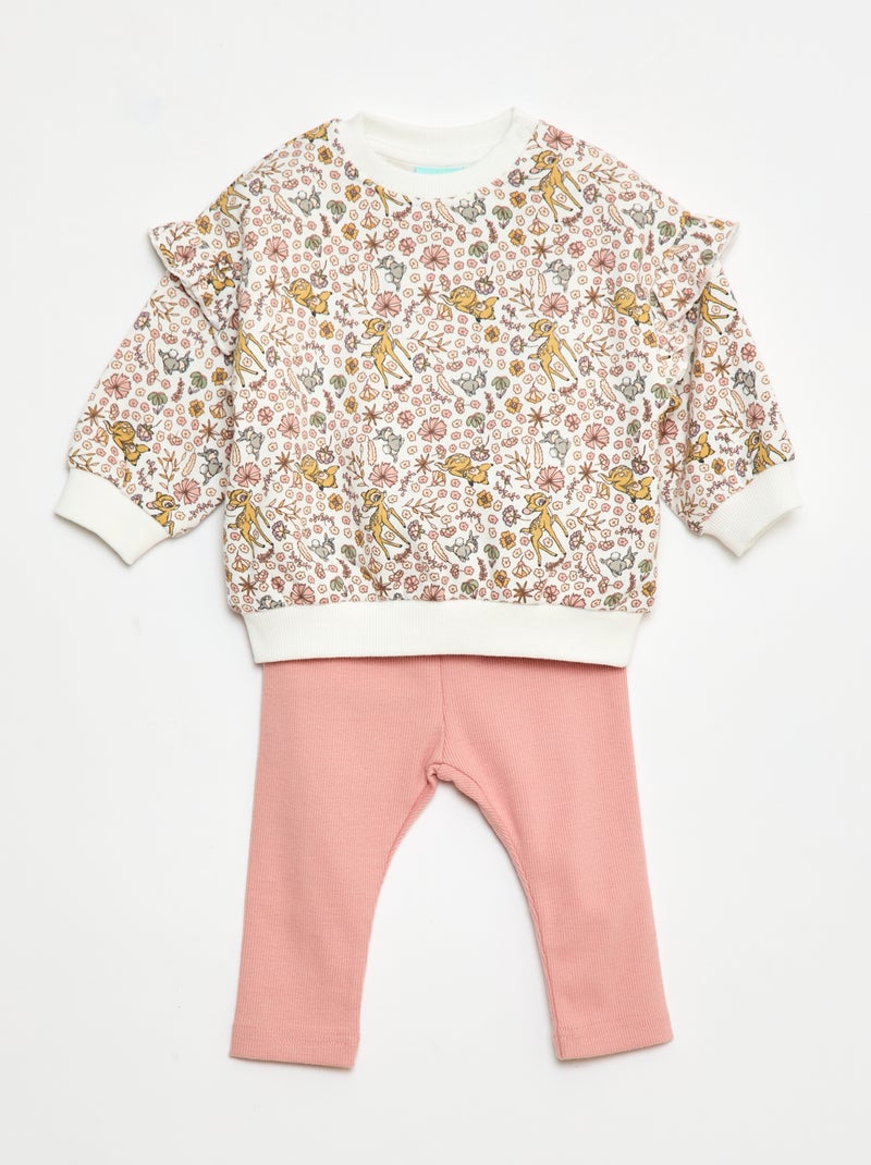 Ensemble 2 pièces sweat + legging 'Disney' Blanc - Kiabi
