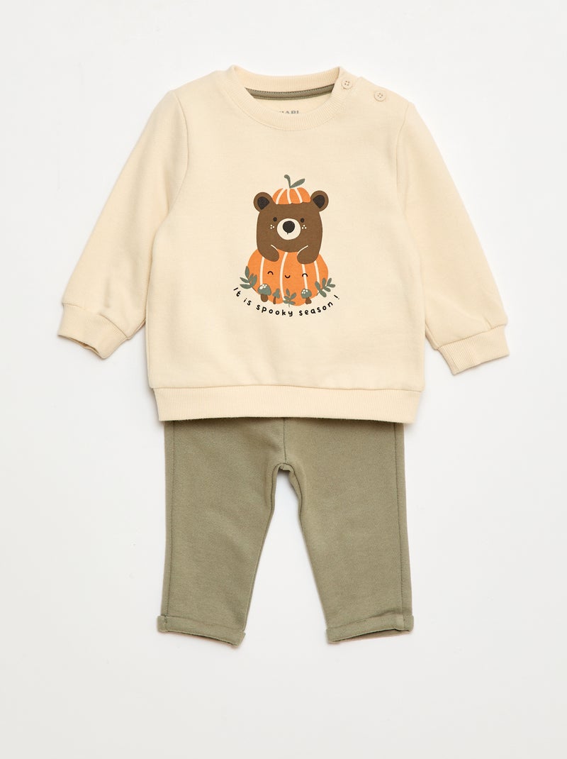 Ensemble 2 pièces sweat + pantalon Blanc - Kiabi