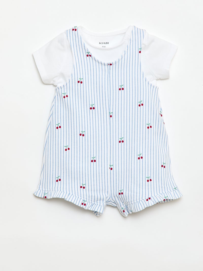 Ensemble 2 pièces T-shirt + combishort Blanc - Kiabi