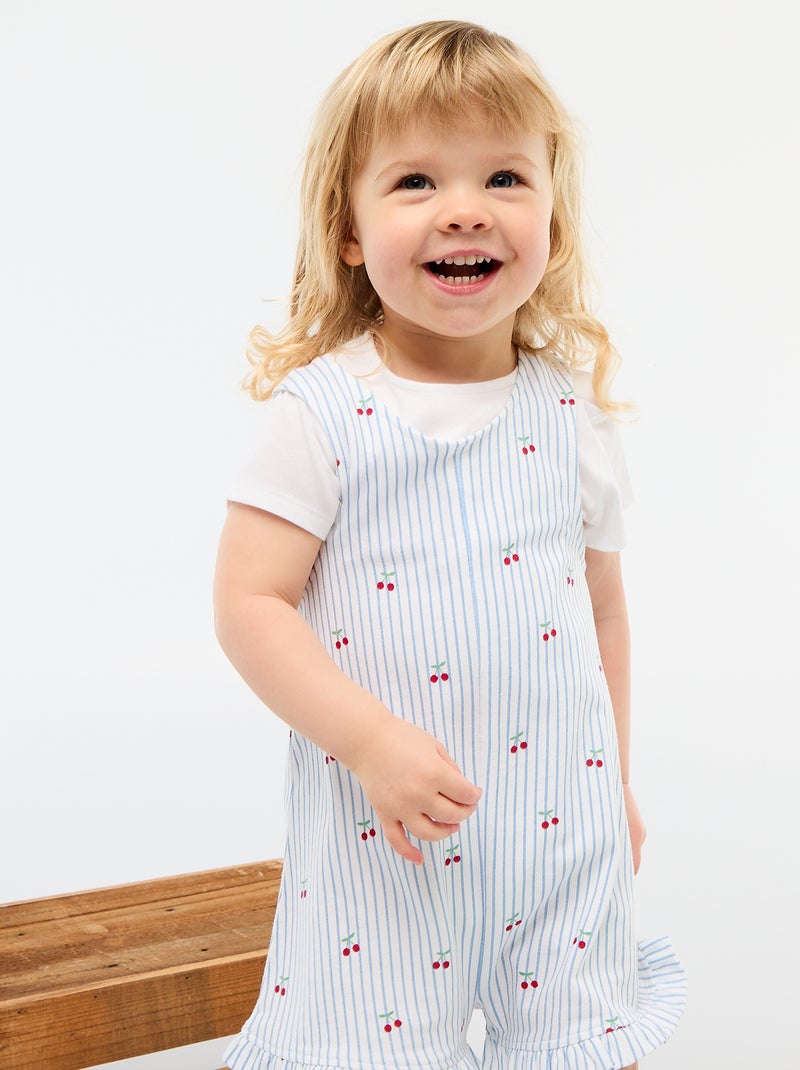 Ensemble 2 pièces T-shirt + combishort Blanc - Kiabi