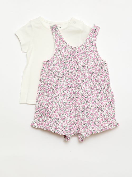 Ensemble 2 pièces T-shirt + combishort - Kiabi