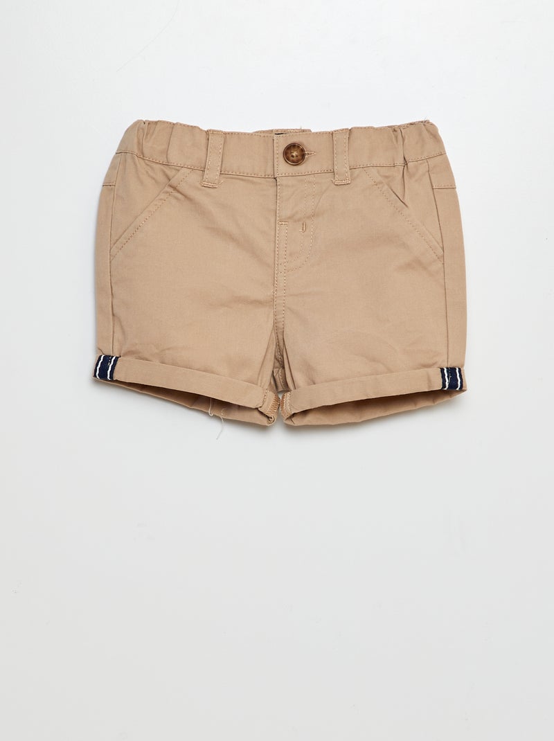 Ensemble 2 pièces t-shirt esprit polo + short en twill - 2 pièces Beige - Kiabi