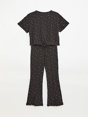 Ensemble 2 pièces T-shirt + pantalon forme flare