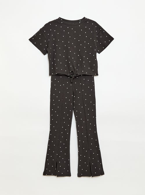 Ensemble 2 pièces T-shirt + pantalon forme flare - Kiabi