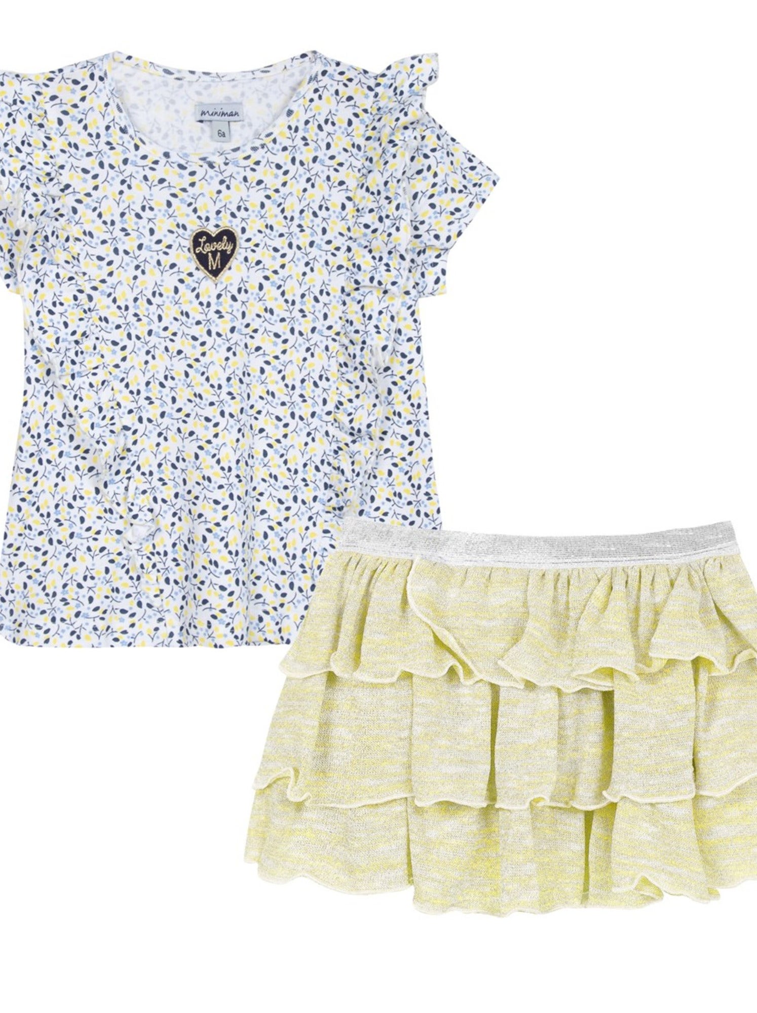 Ensemble Fille 8 Ans : Jupe à Volants Rose + T-shirt Sergent Major Thème Savane - 3 Pièces - Très Bon état