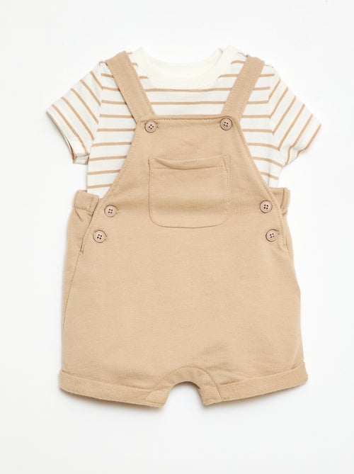 Ensemble 2 pièces T-shirt + salopette short - Kiabi