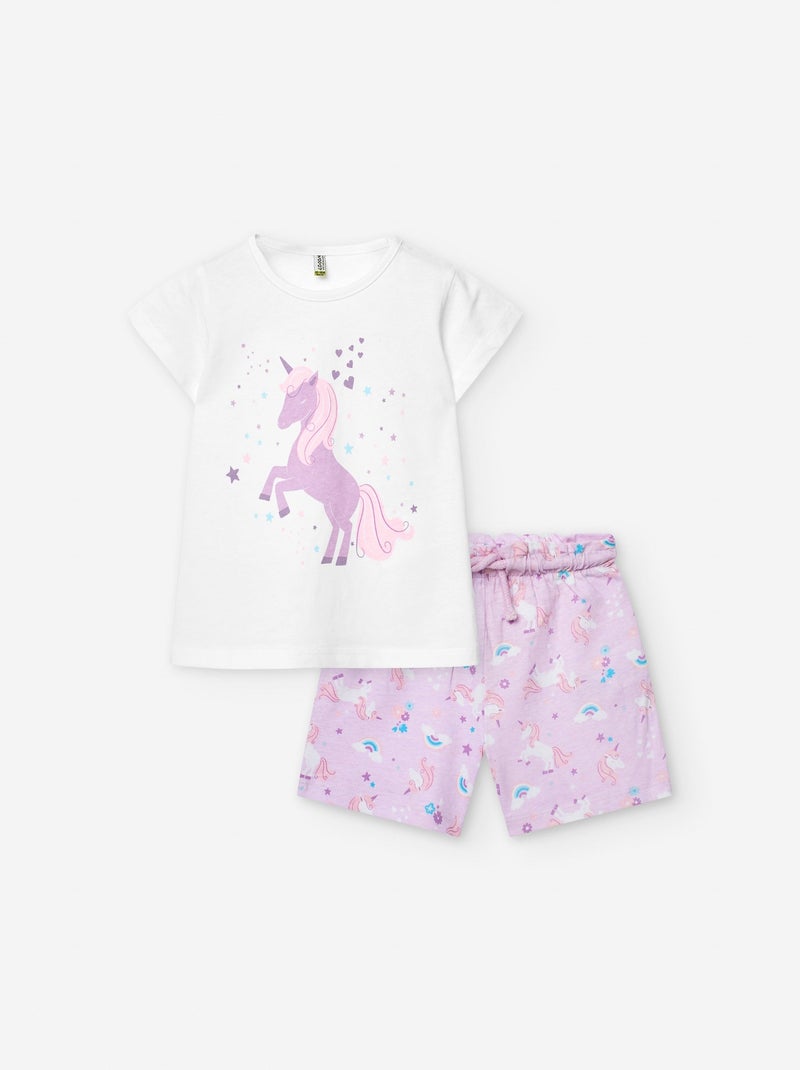 Ensemble 2 Pièces T-shirt + Short Blanc - Kiabi
