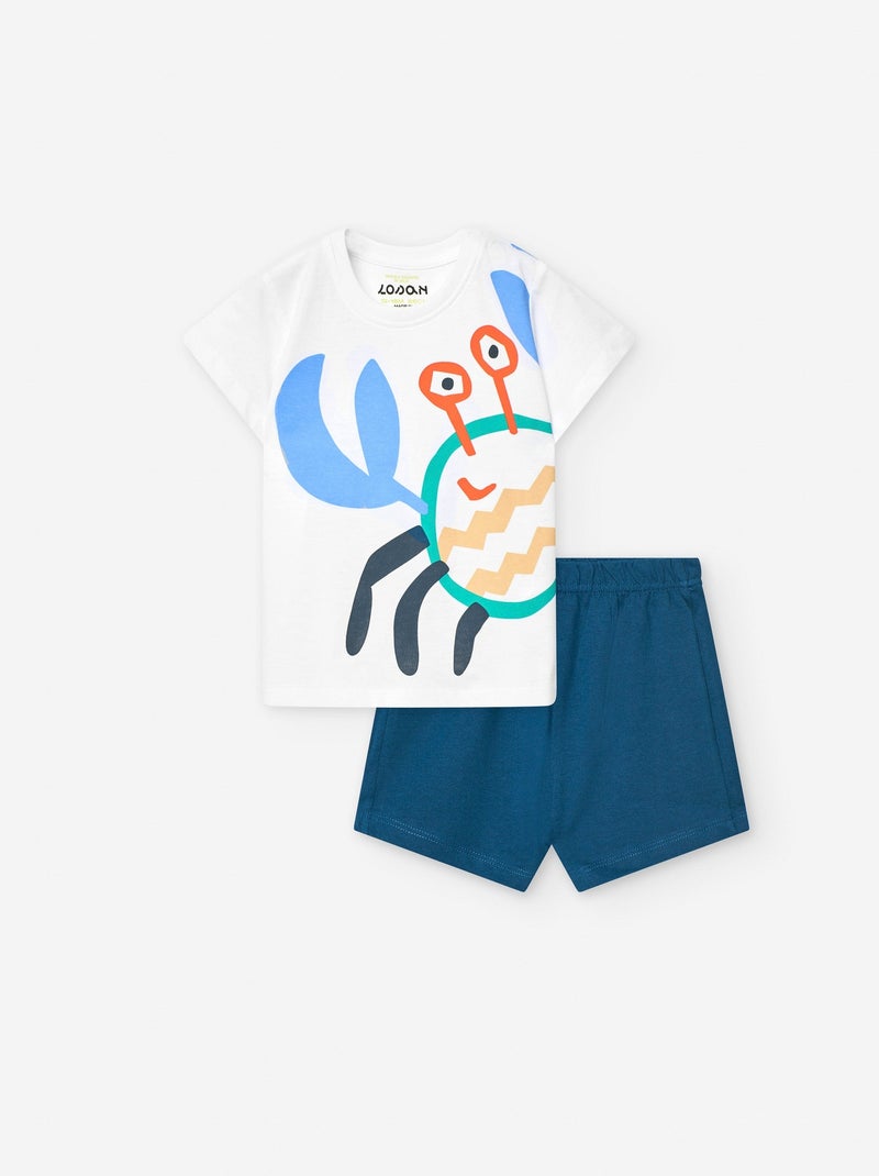 Ensemble 2 Pièces T-shirt + Short Blanc - Kiabi