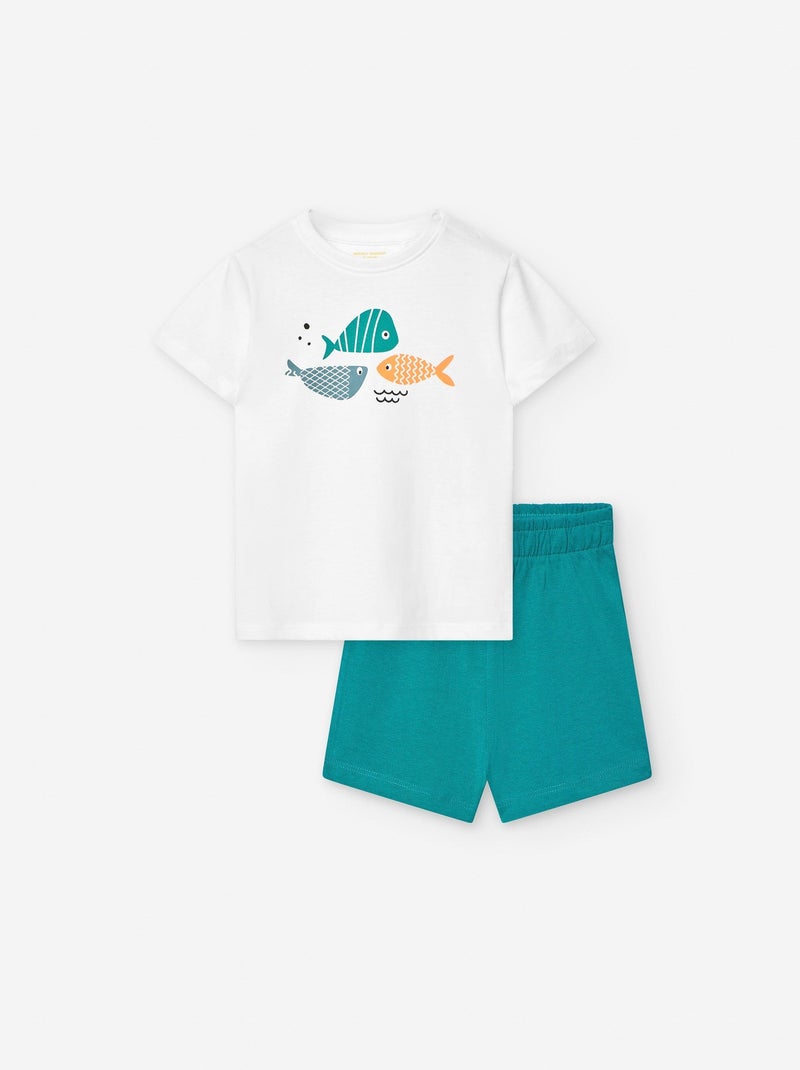 Ensemble 2 Pièces T-shirt + Short Blanc - Kiabi