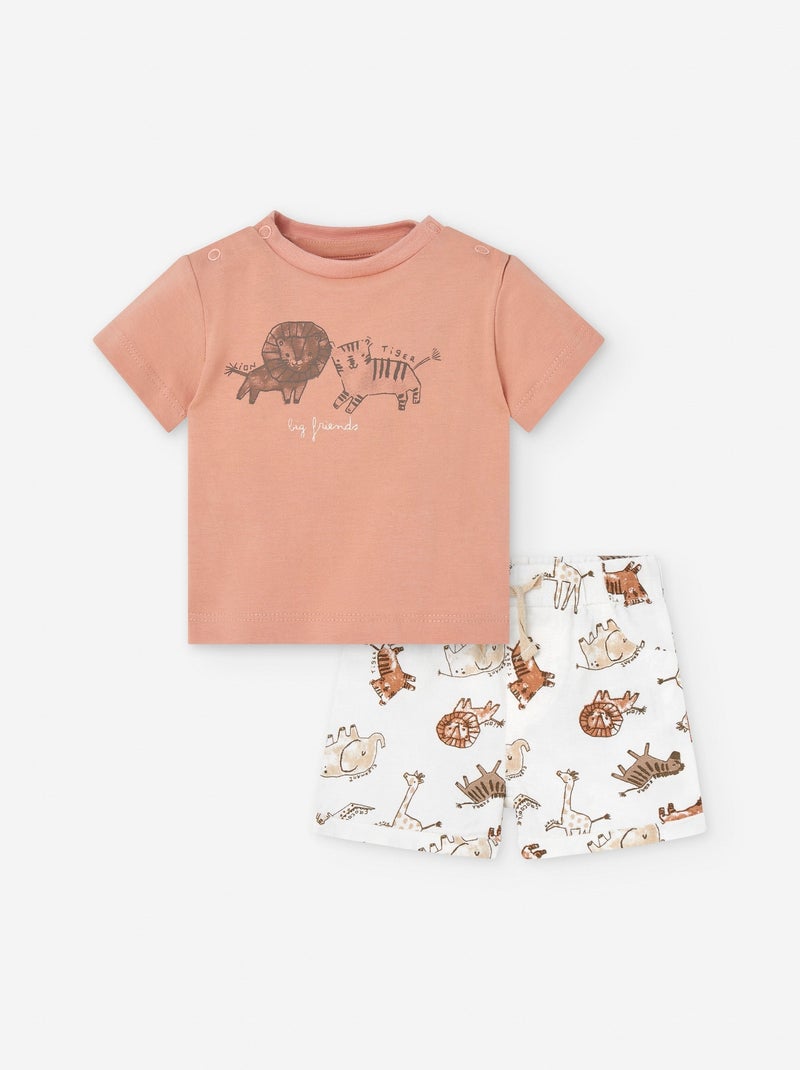 Ensemble 2 Pièces T-shirt + Short Orange clair - Kiabi