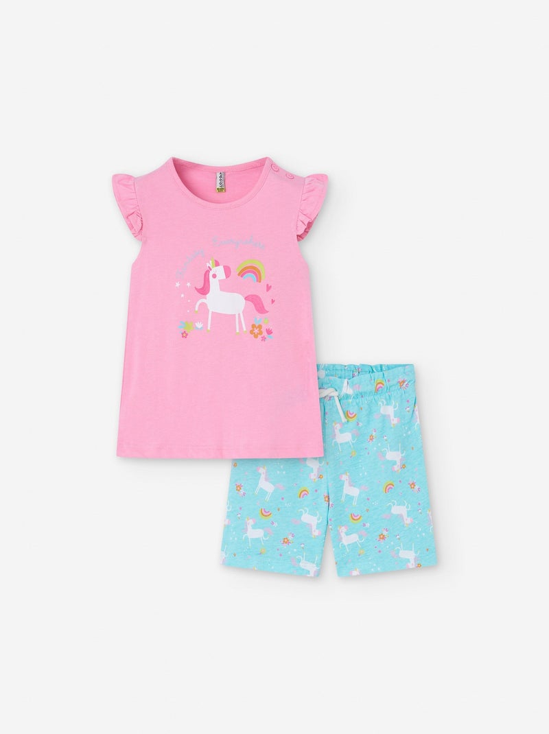 Ensemble 2 Pièces T-shirt + Short Rose - Kiabi