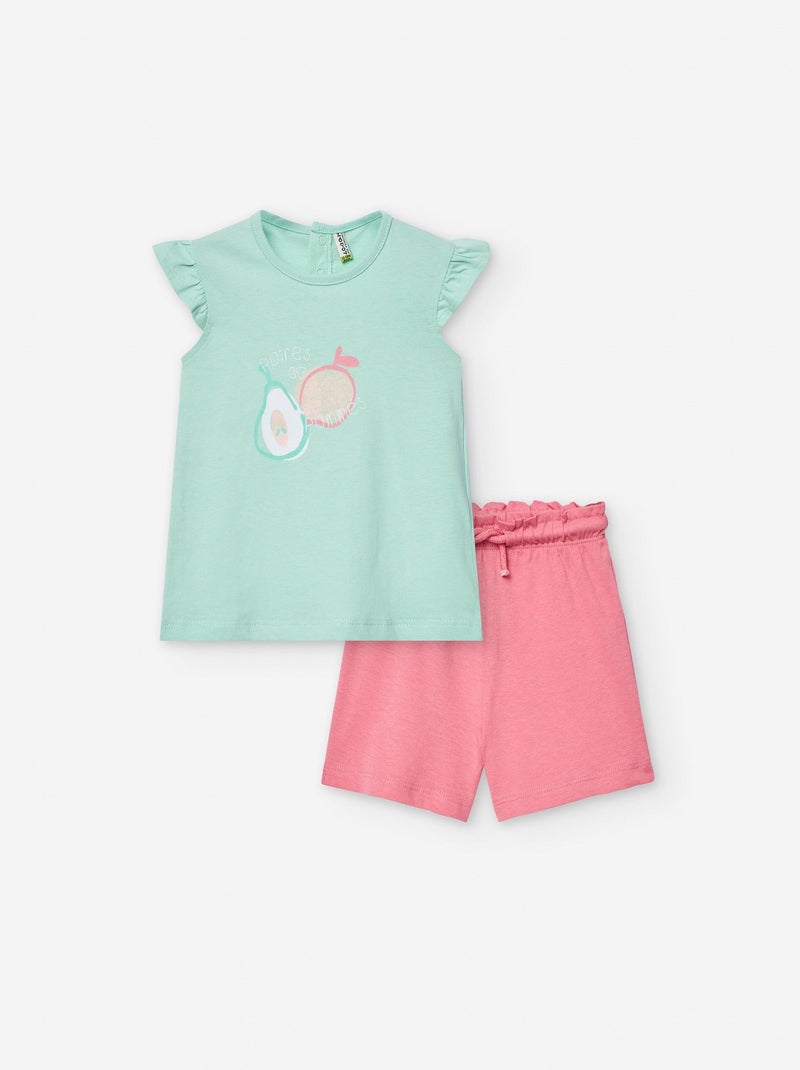 Ensemble 2 Pièces T-shirt + Short Vert clair - Kiabi