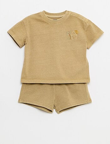 Ensemble 2 pièces tee-shirt brodé + short