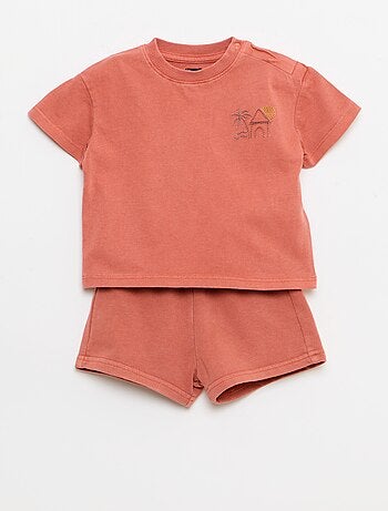 Ensemble 2 pièces tee-shirt brodé + short
