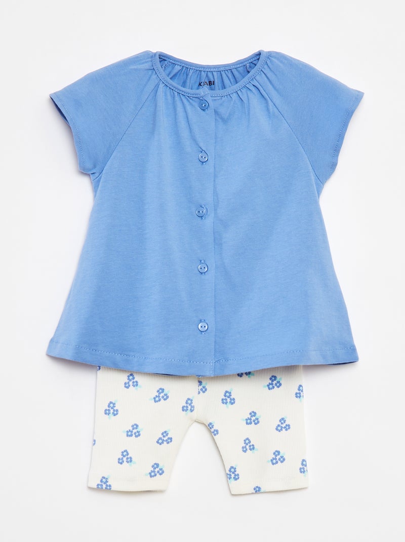 Ensemble 2 pièces tee-shirt + legging imprimé Bleu - Kiabi